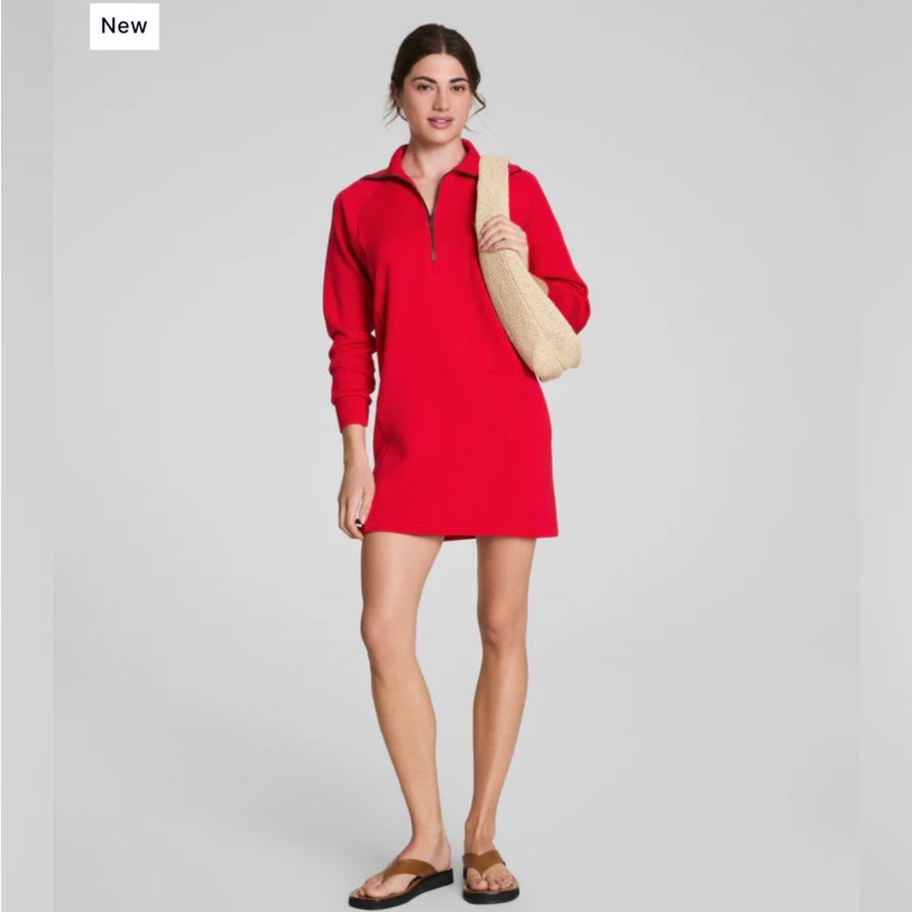 SPANX Red Half-Zip Swim Coverup Dress
